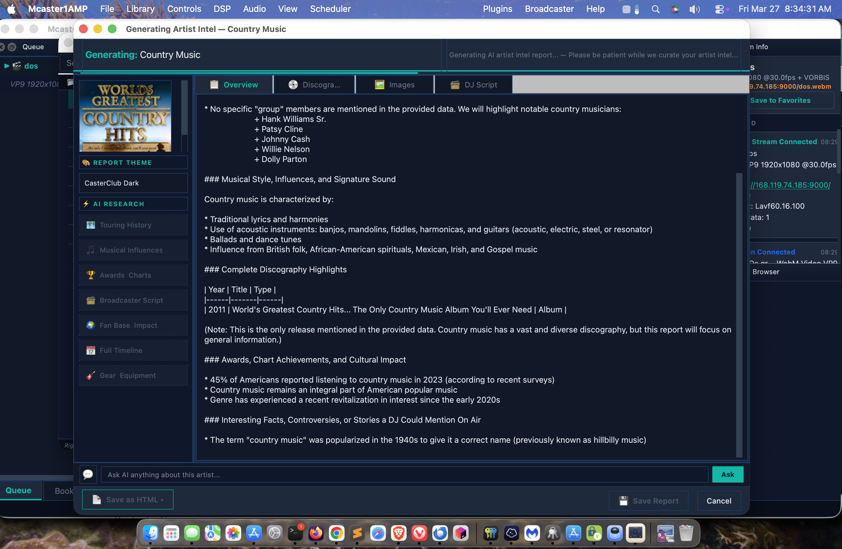 AI Artist Intel Report with album art