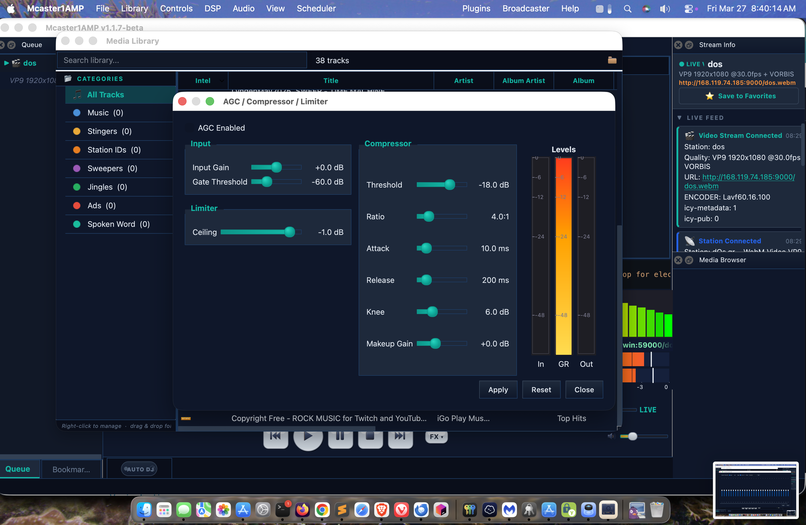 DSP AGC compressor limiter dialog