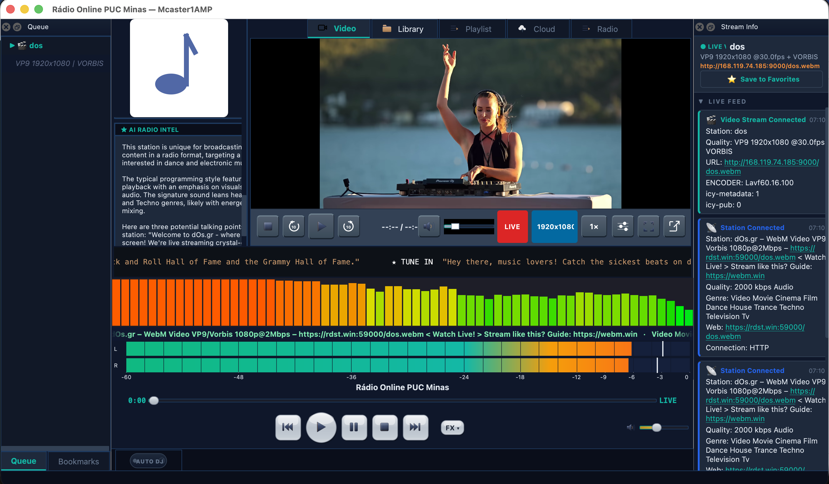 AI Radio Intel analyzing live stream
